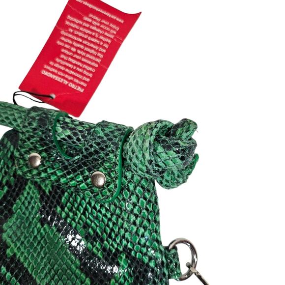 Pietro Alessandro Green Reptile Fold Over Bag - Picture 10 of 13